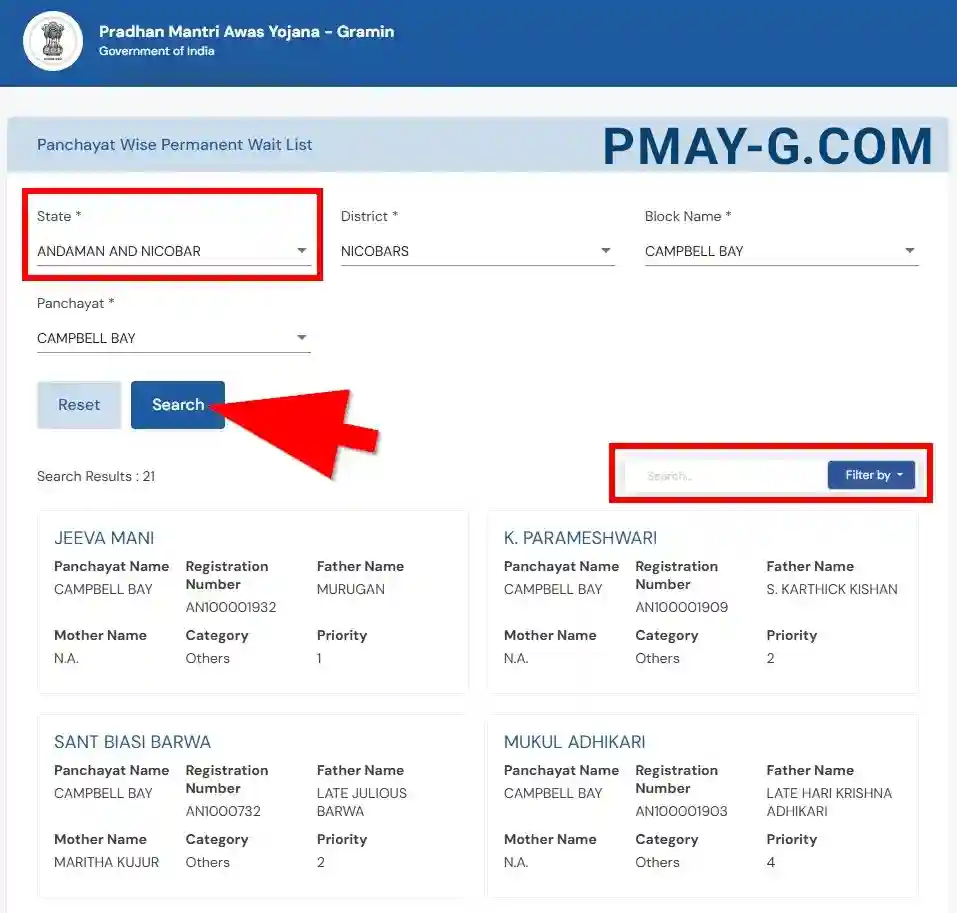 Andaman and Nicobar PMAY-G Permanent Waiting List 2025-26