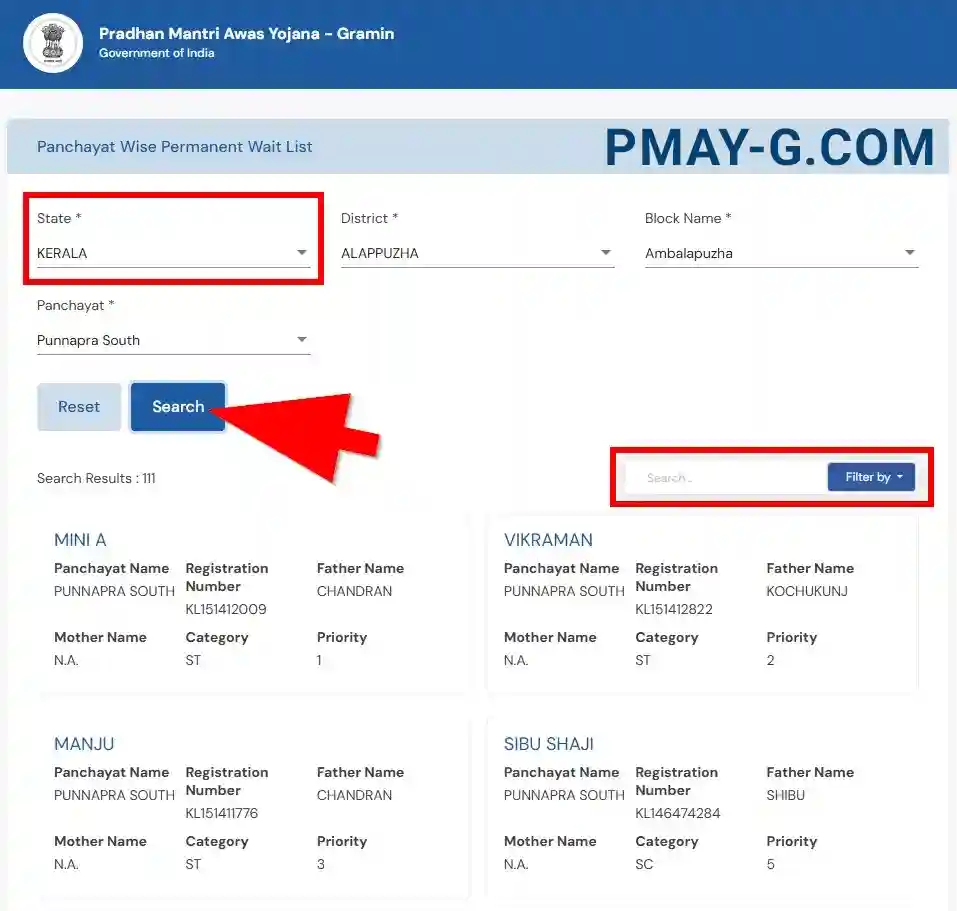 Kerala PMAY-G Permanent Waiting List 2025-26